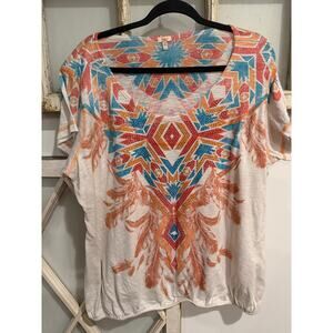 Reba size 2X western printed women’s top with bling